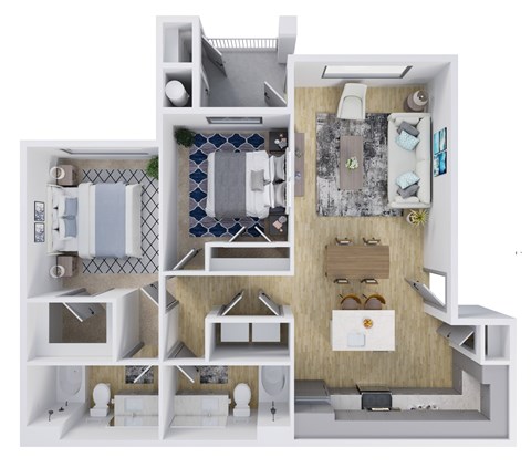 Floor plan for 2 beds, 2 baths, 1113 sqft